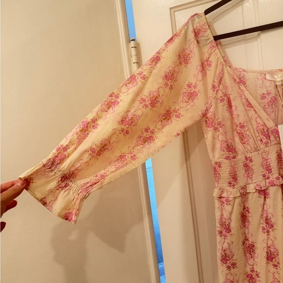 LoveShackFancy Pink & Cream Floral Midi Dress - Picture 6 of 8